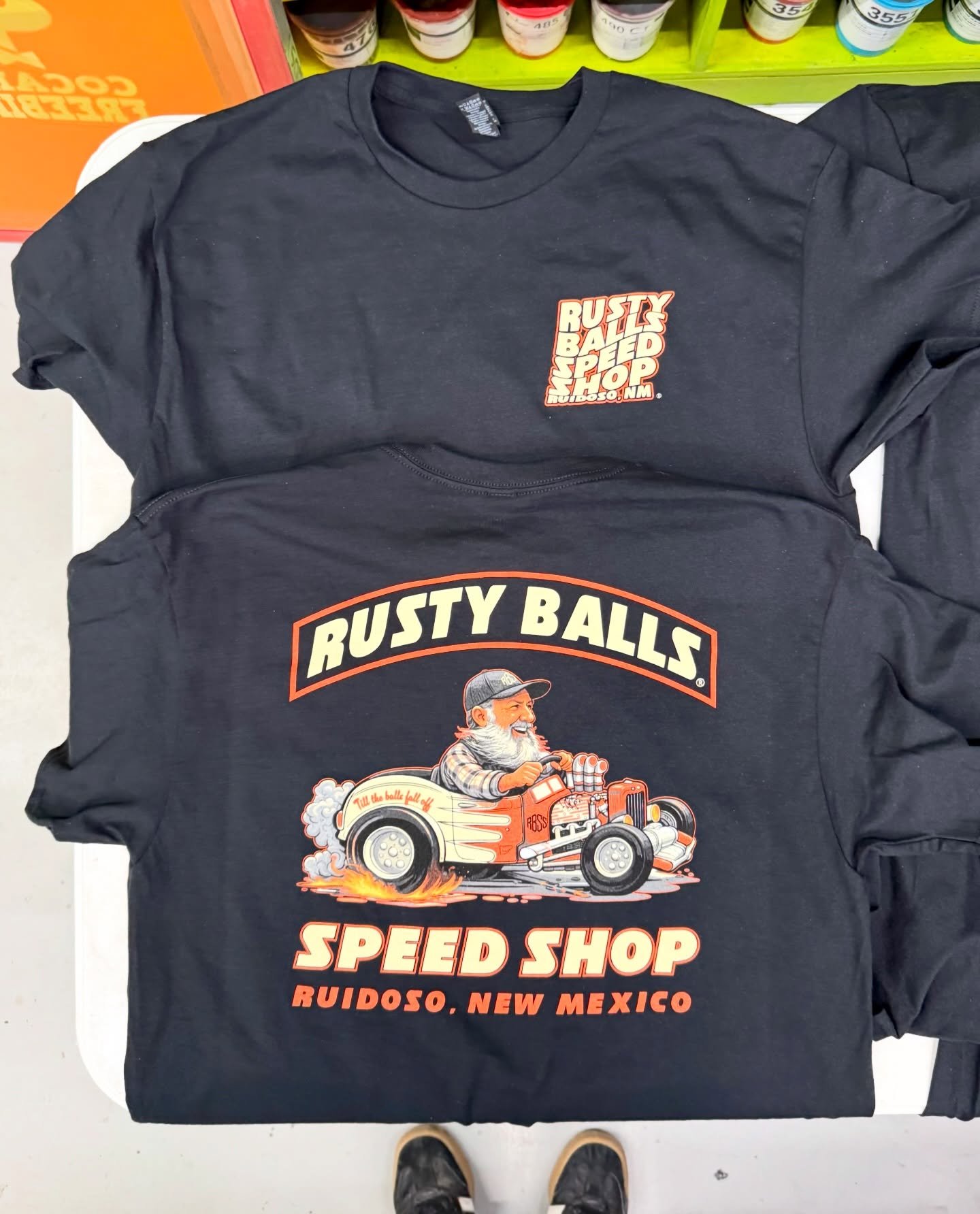 Rusty Balls Speed Shop custom screen printed t-shirts