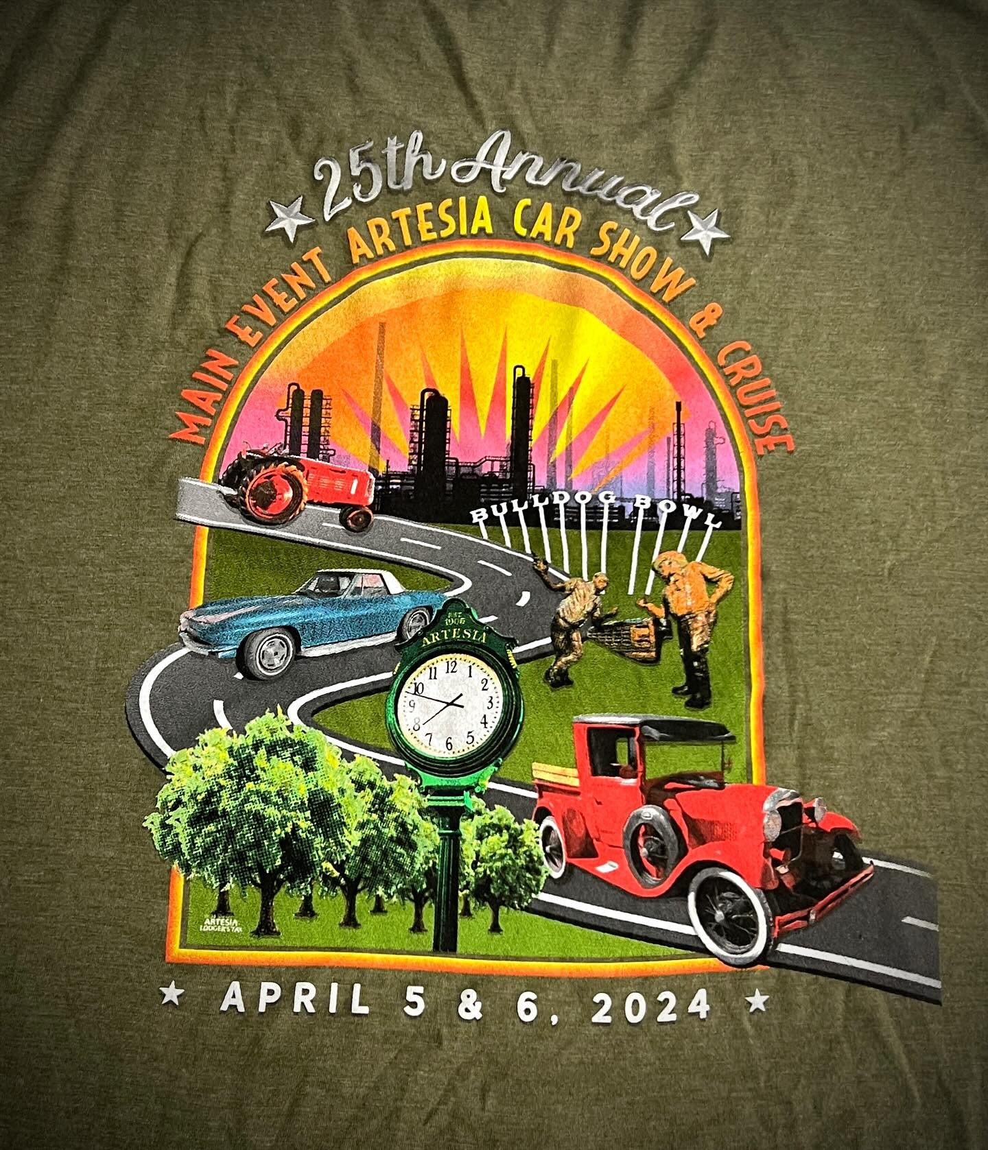 25th Annual Artesia Car Show custom event shirt
