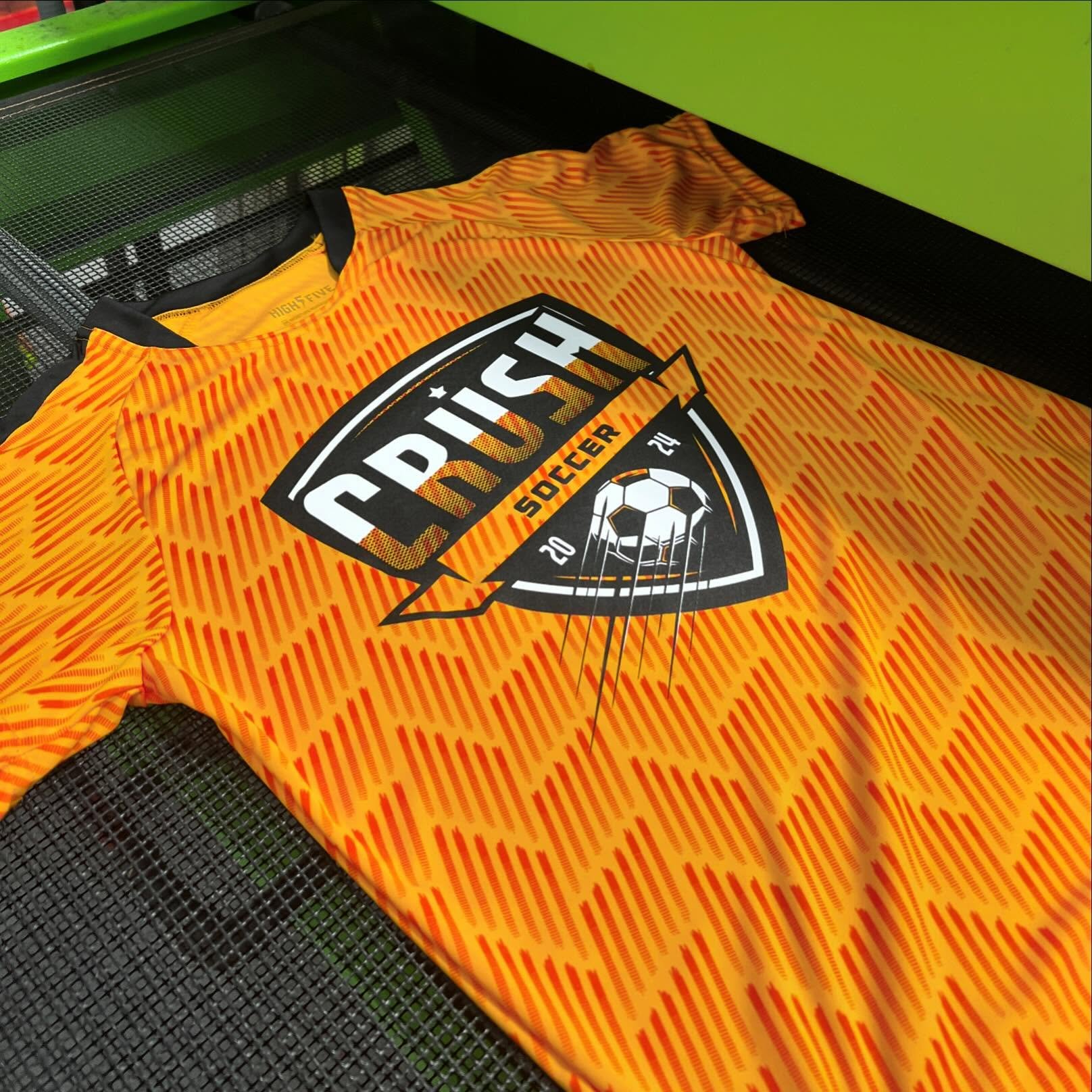 Crush Soccer custom sublimated jersey with DTF logo