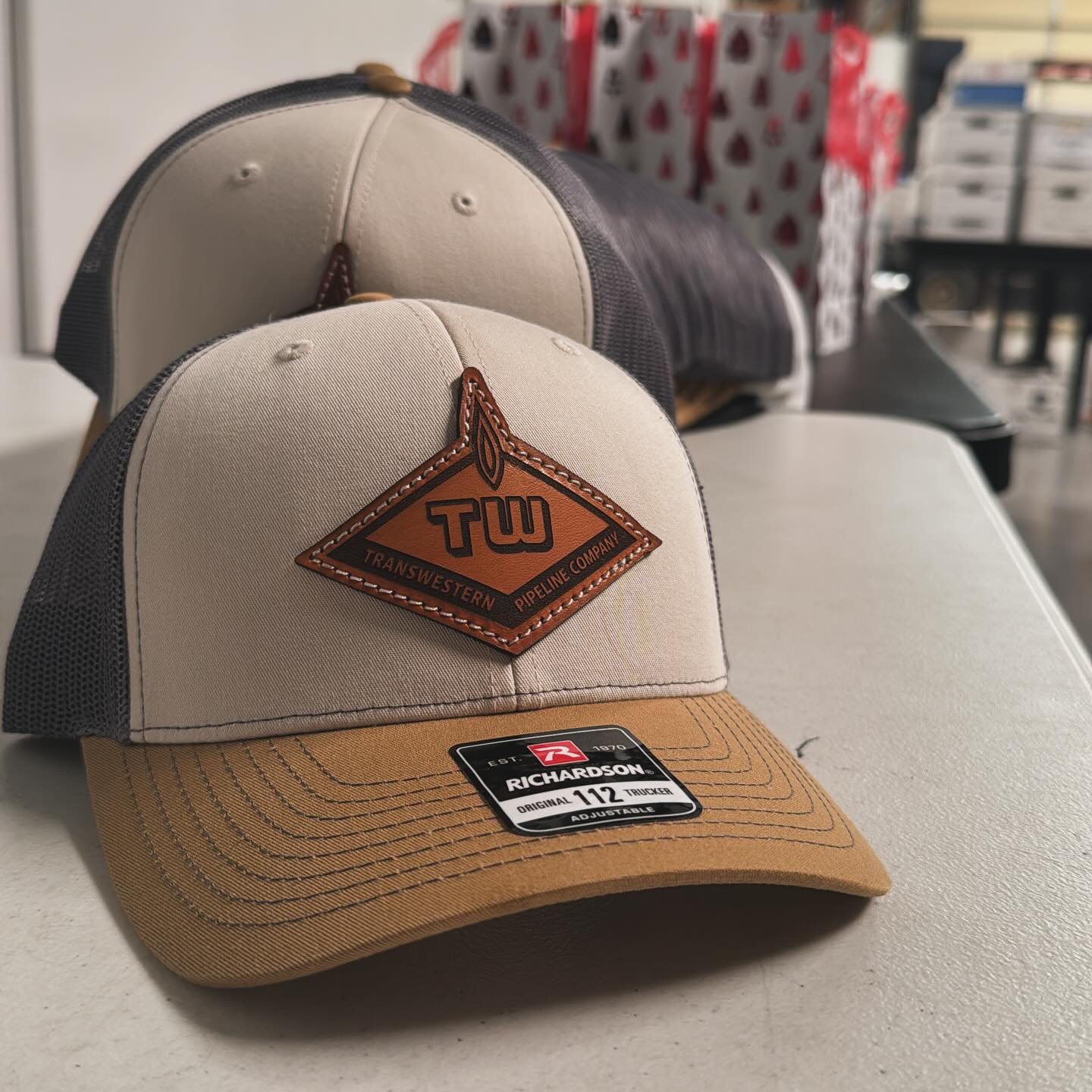 Transwestern Pipeline Company laser engraved leather patch hat